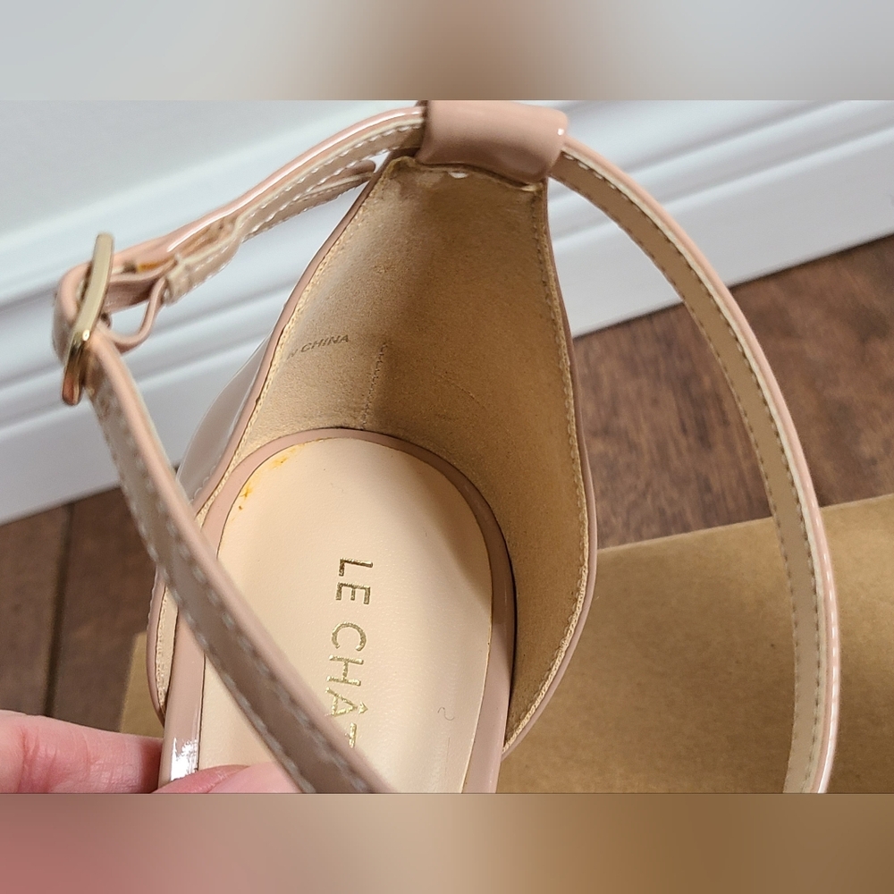 le chateau Nude Patent Pointed-Toe Strappy Ankle Pumps - Picture 11 of 16